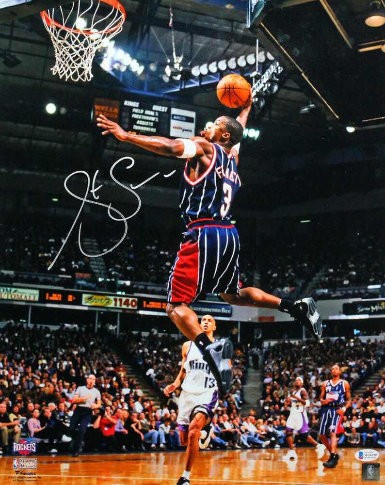 Steve Francis Signed Rockets 16x20 FP Photo Poster painting Dunking vs Kings- Beckett Witness