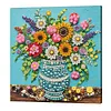 Framed Sunflower Blue Vase -  DIY Button Art Painting Kit for Creativity DIY Pearl Dot Crafts for Gift Home Wall Decor 30*30CM