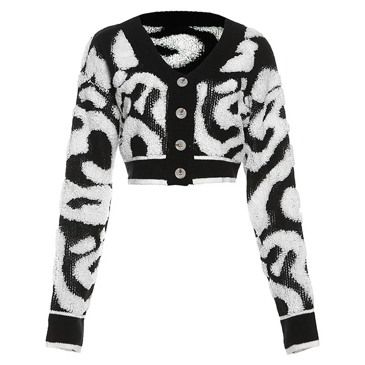 PASUXI New Trendy Fashion Sweet Color Matching Low Cut V-Neck Button Slim Fit Sweater Cardigan Knitted Jacket huanwei