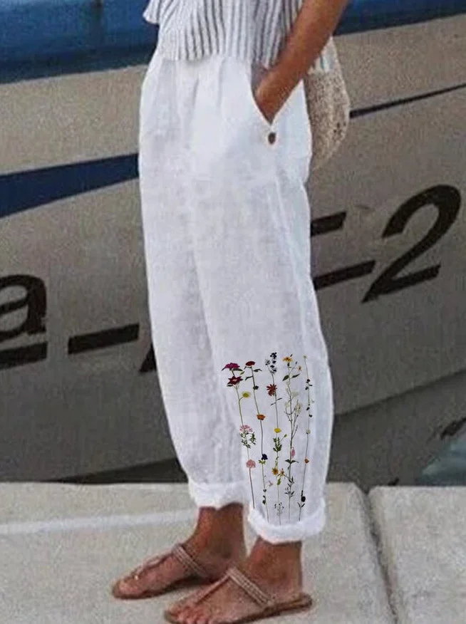 Floral Plus Size Casual Pants