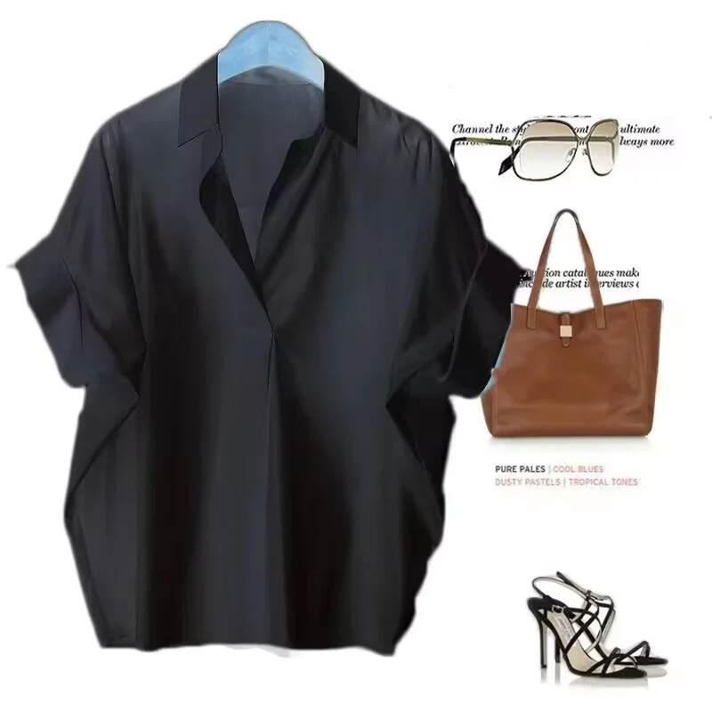 Uveng Uveng Summer New Korean Version Of Loose Cotton Blouse White Loose Bat Sleeve Shirt Shirt Woman