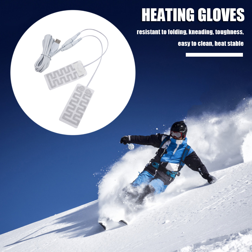 2pcs Winter Shoes Gloves Hand Warmer Electric Heater USB Gloves Heated Pads