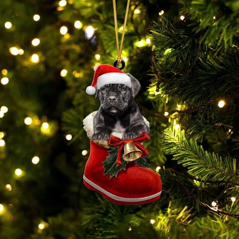 VigorDaily Cane Corso In Santa Boot Christmas Hanging Ornament SB088