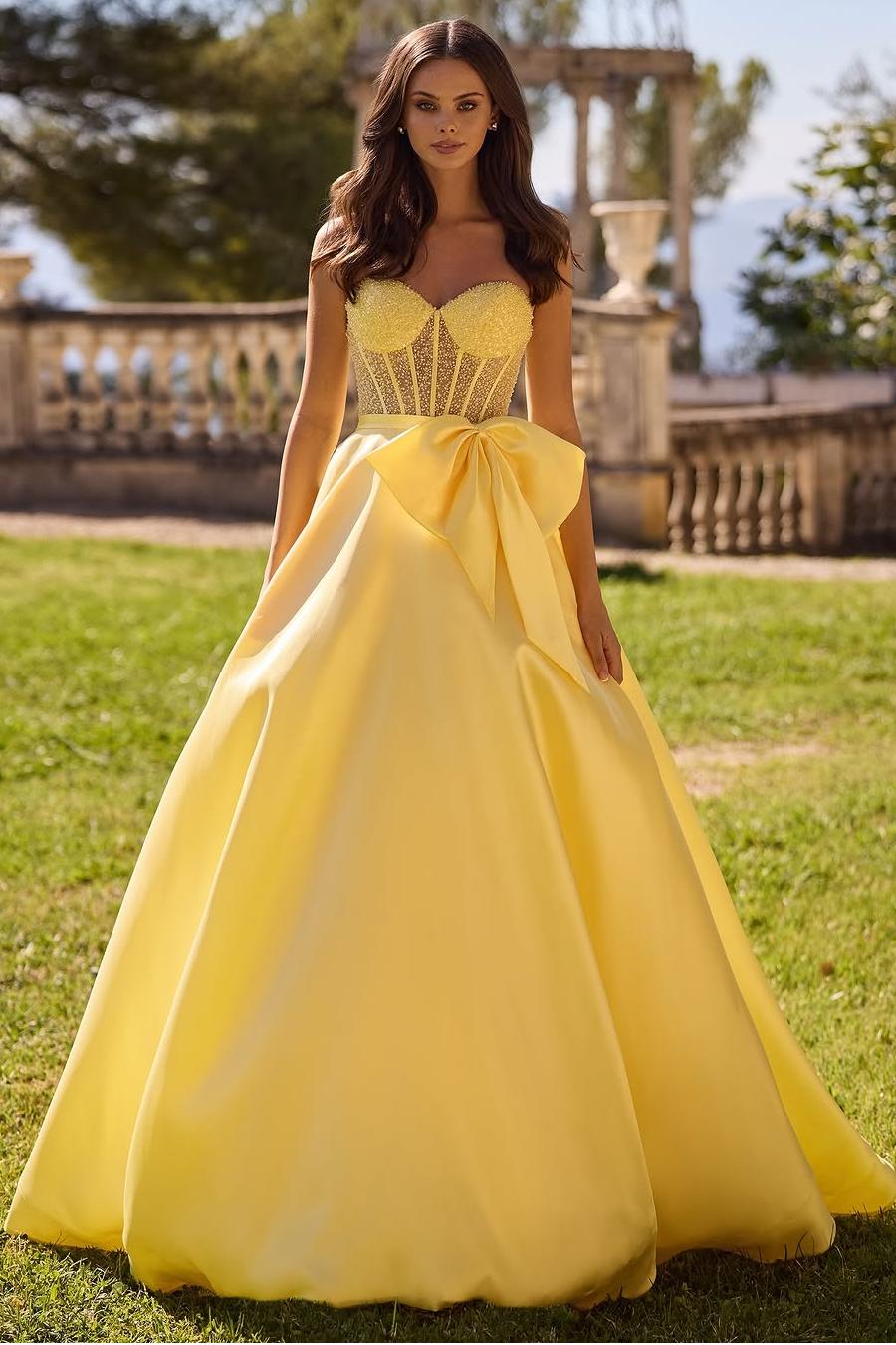 Lvs&Broner Sleeveless Sweetheart Strapless Long Prom Dress With Bowknot