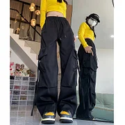Cgacest American new overalls women summer thin high-waisted straight wide-legged hot girls loose dancing quick-drying casual trousers