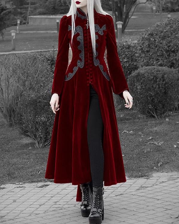Fashion Gothic Style Long Sleeve Lapel Collar Dress - Chicaggo