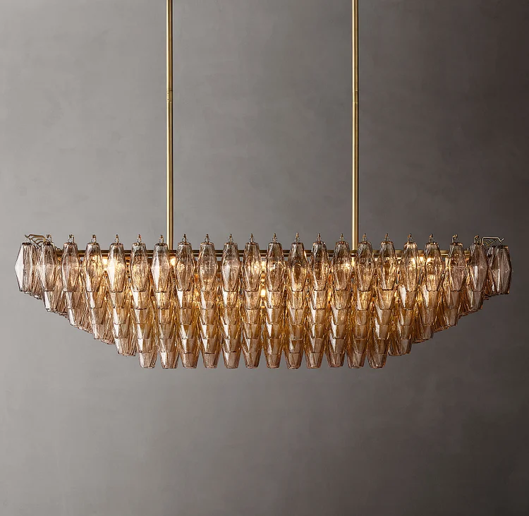 Chiaray Smoke Glass Tiered Rectangular Chandelier 54"/74" Vjlight