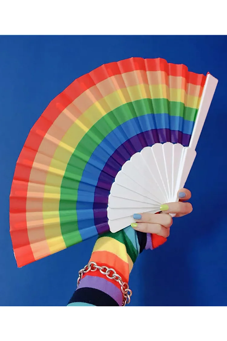 Summer Rainbow Contrast Color Folding Fan