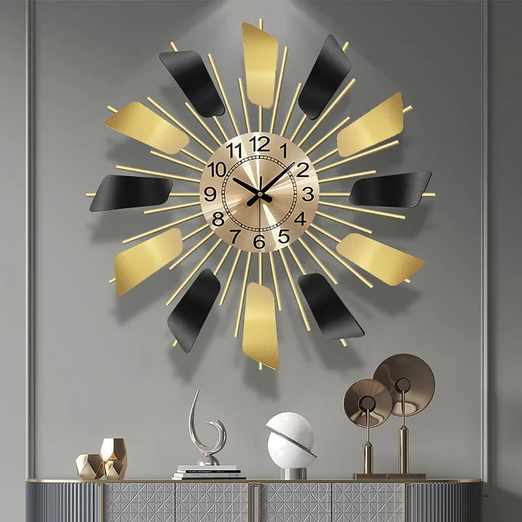 Homemys Modern Simple Wind 3D Metal Windmill Shaped Wall Clock Home Wall Decorative Art