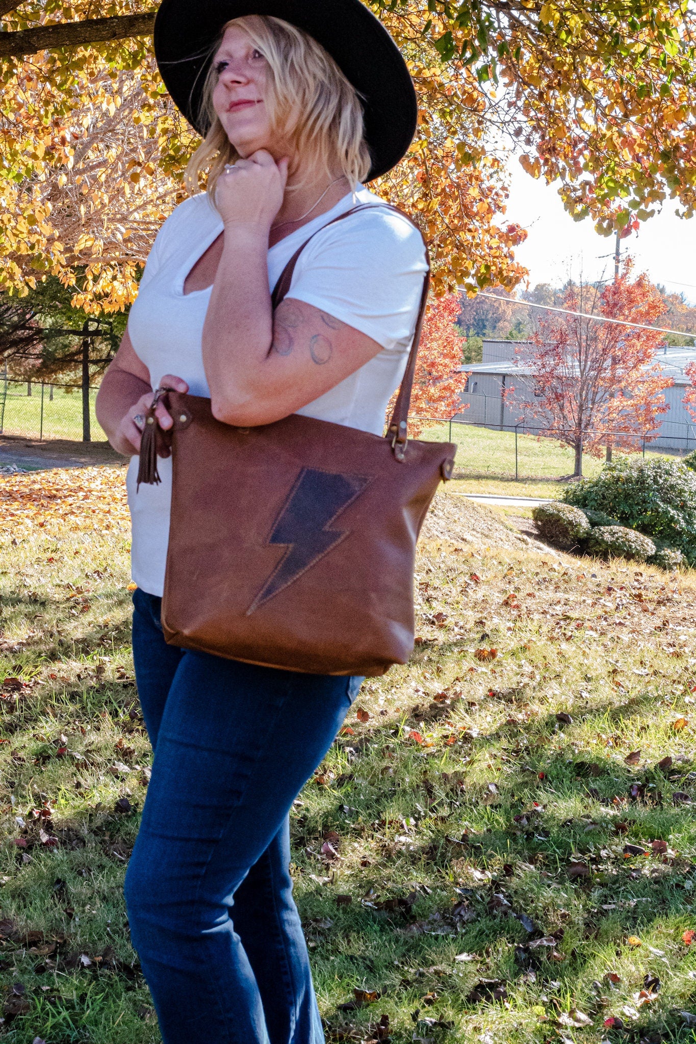 Classic Leather Botanical Tote Bag | Handmade Leather Purse | Large Leather Handbag | The Tall Tote Botanical