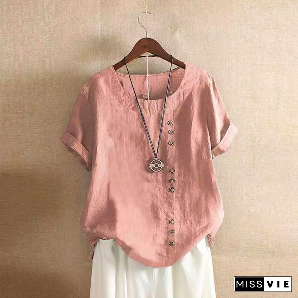 New Summer Oversize T-Shirt Large Casual Loose Cotton Linen Short Sleeve Pullover Tops Shirts For Women Woman Tshirts Clothes