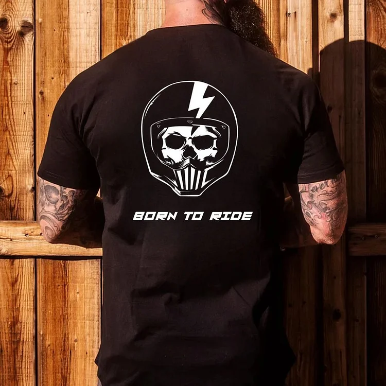 Born To Ride double-sided printed stylish motorcycle men's T-shirt
