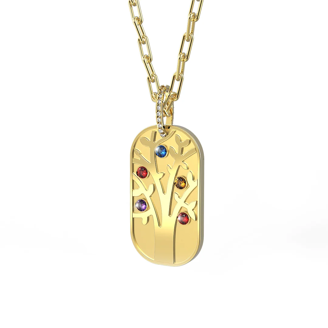 Family Tree Necklace Tree of Life Pendant Mom Grandmother Gift - Birthstone Necklace Grandma Necklace Personalized