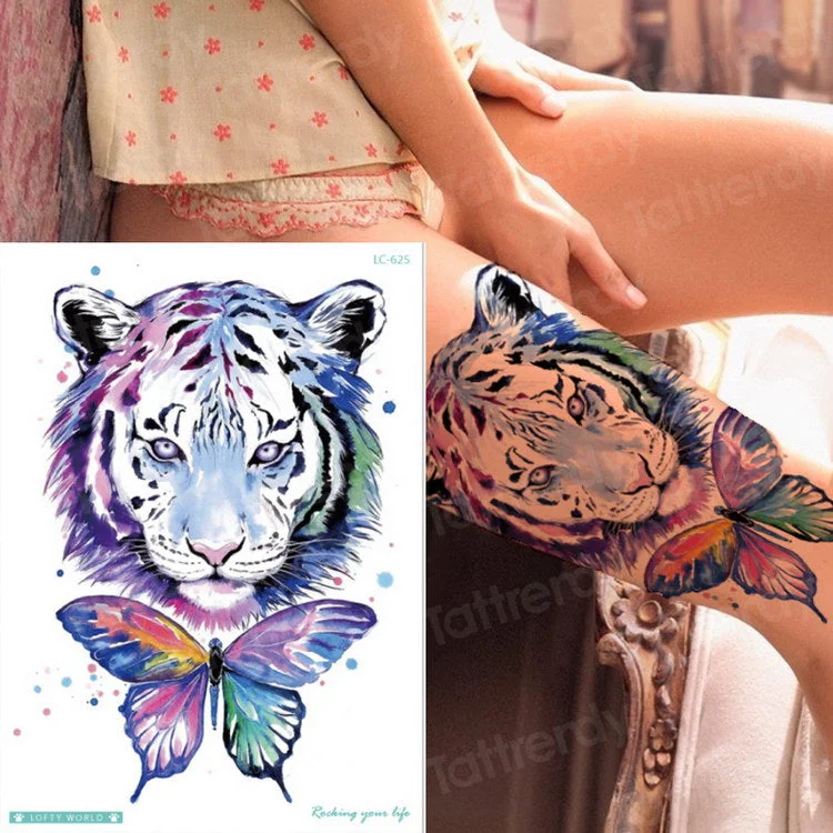 Tiger Skull Leopard dragon Waterproof Temporary Tattoo Sticker Wolf Animals Tattoos Body Art Arm Hand men Fake Tatoo Big Sexy