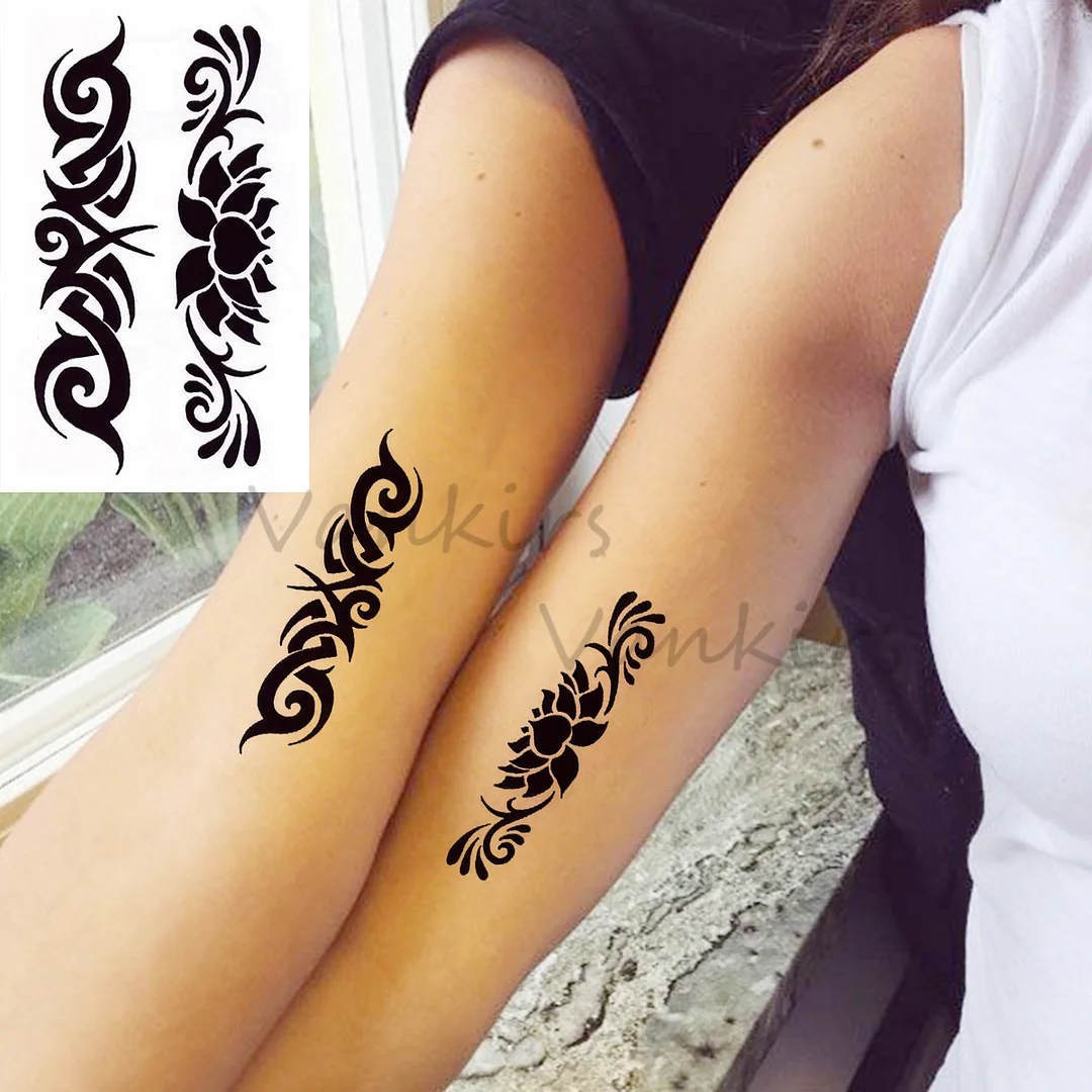 Sdrawing Cloud Coconut Tree Temporary Tattoos For Adults Girls Tiger Flower Compass Mountain Fake Tattoo Sticker Arm Leg Tatoos