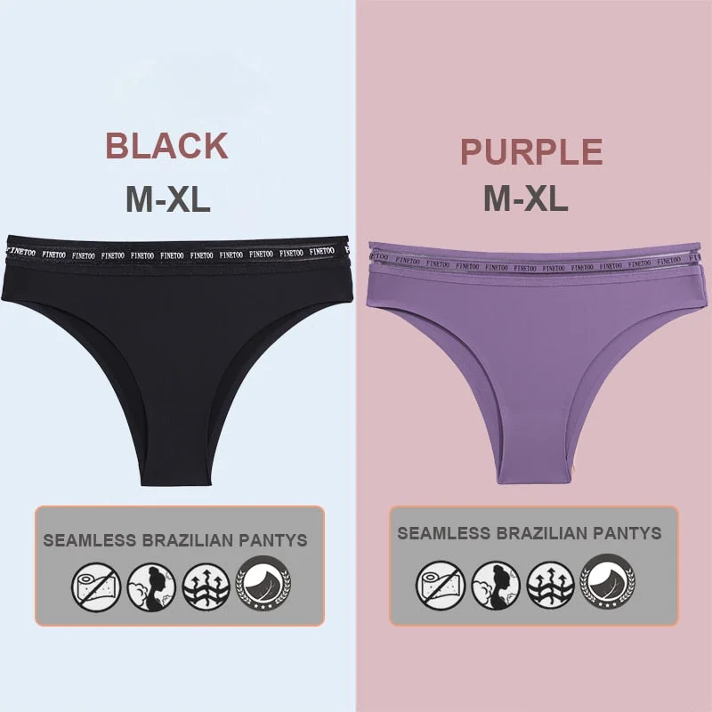 FINETOO 2PCS/Set Women Seamless Lingerie Letter Underpants Ladies 6 Solid Colors M-XL Woman Sexy Panties Briefs Underwear Thong