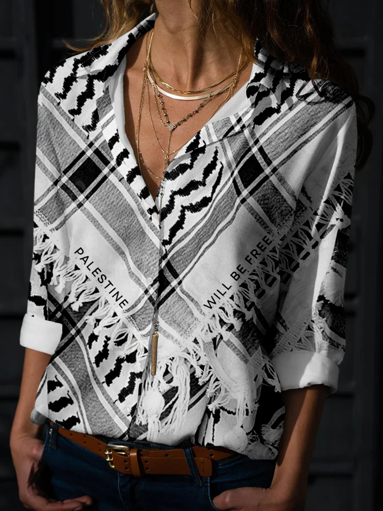 Palestine Will Be Free Linen Blend Comfy Blouse