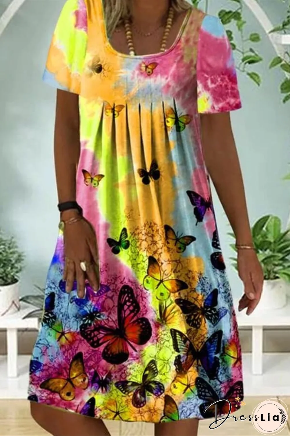 Fashion Butterfly Print Colorful Dress