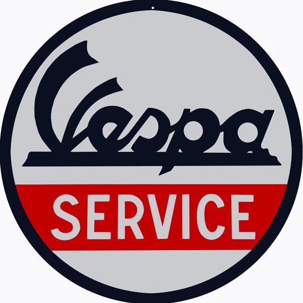 Service Vespa - enseigne ronde en étain - 30*30cm