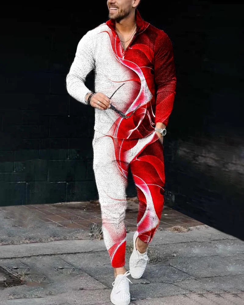 Men's Casual Flash Printed Long Sleeve Suit