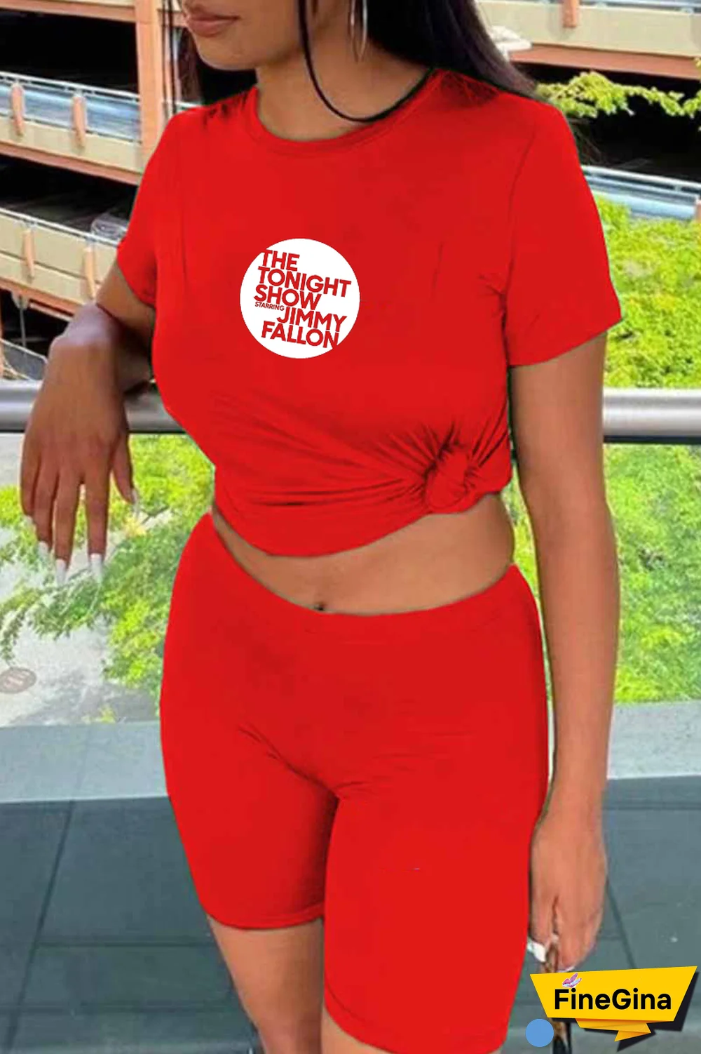 Orange Street Print Patchwork Letter O Neck T-Shirts