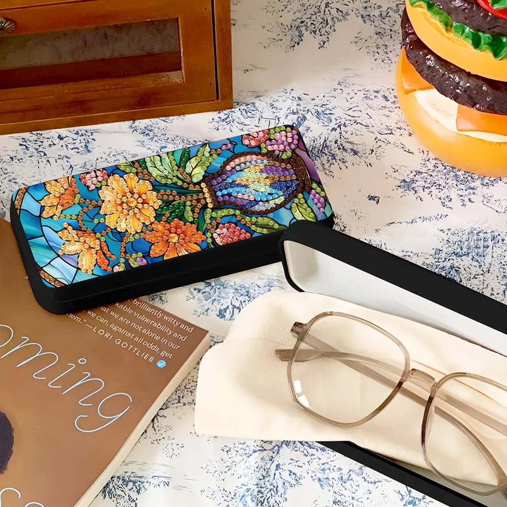 Vase Diamond Painting Eyeglasses Case Diamond Art Sunglasses Case for Adults