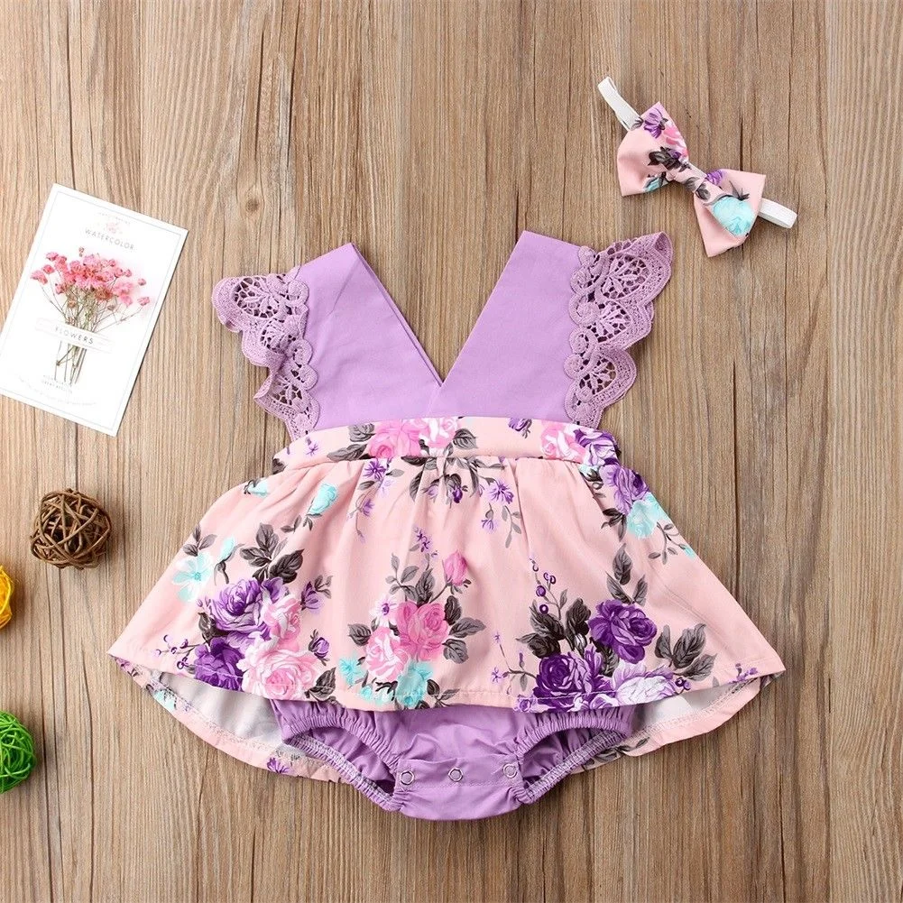 2018 Brand New Newborn Kids Baby Girl Birthday Dress Romper Tutu Dresses Sister Matching Set Flower Lace Sleeveless Outfits 0-6T