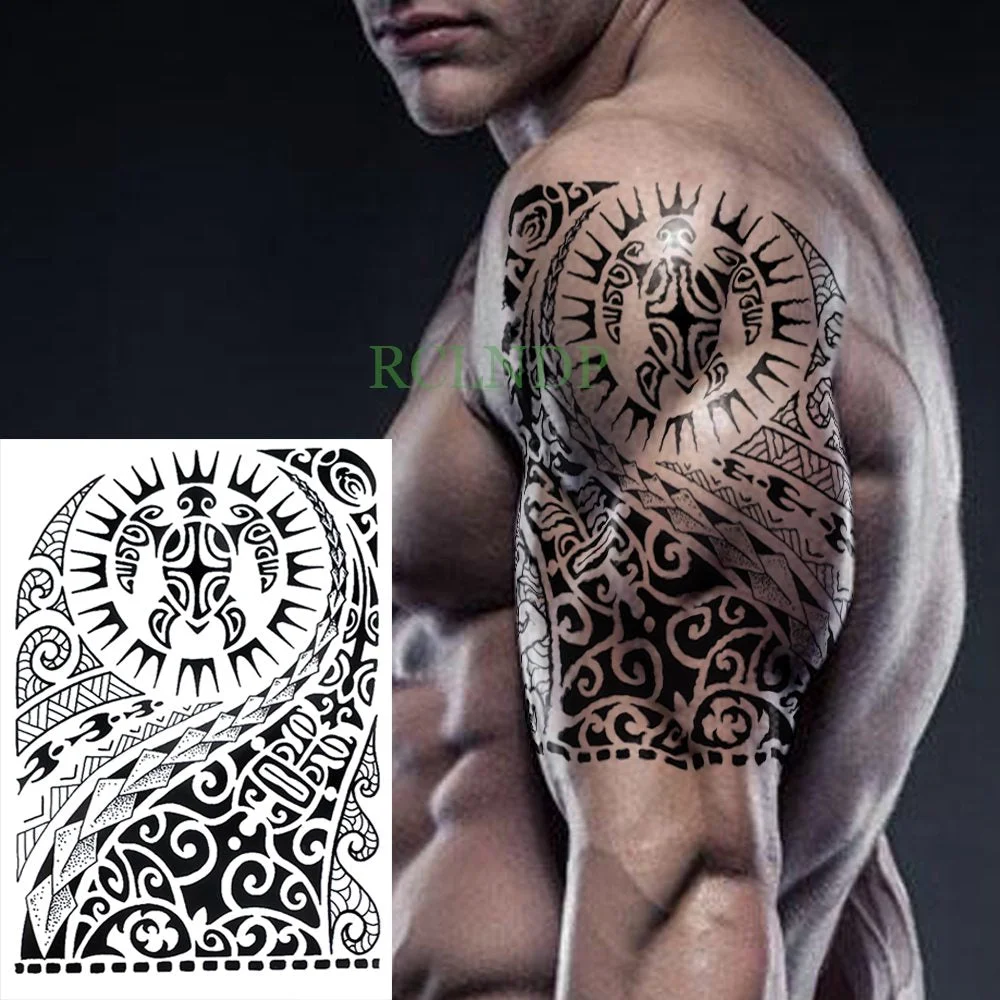 Waterproof Temporary Tattoo Stickers on Body Tribal Totem Fake Tatto Flash Tatoo Back Leg Arm belly big size for Women Men girl