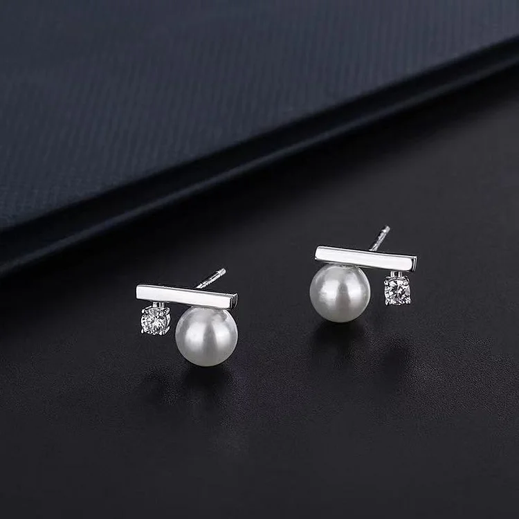 S925 Balance Pearl Earrings
