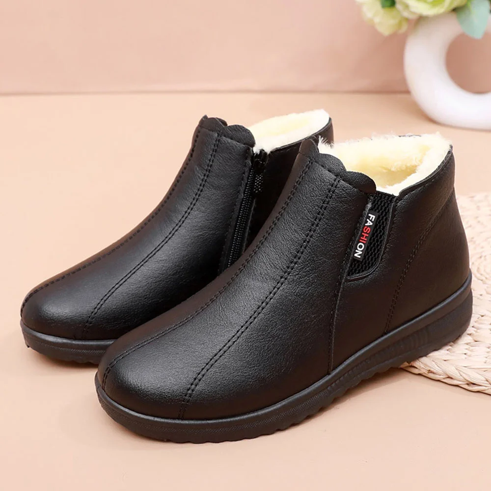 Smiledeer Velvet anti-slip soft sole leather short boots