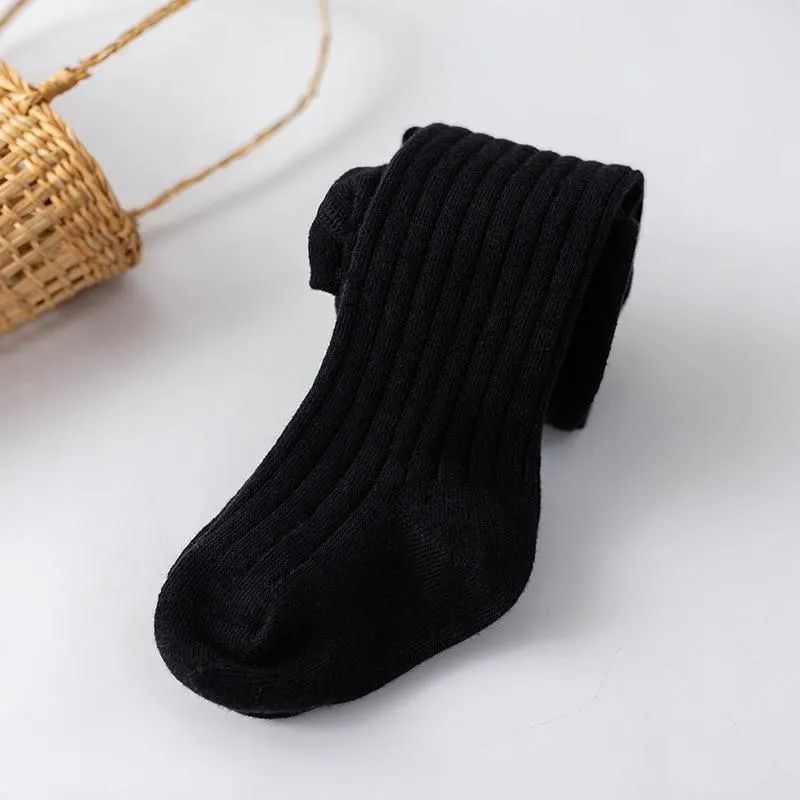 1 to 6 Years Girl Pantyhose Autumn Winter Children's Baby Tights Cotton Knitted White Black Pants For Kids leggings girl