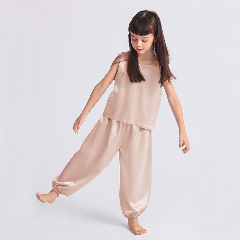 22 Momme 2-piece Silk Pajamas For Girl REAL SILK LIFE