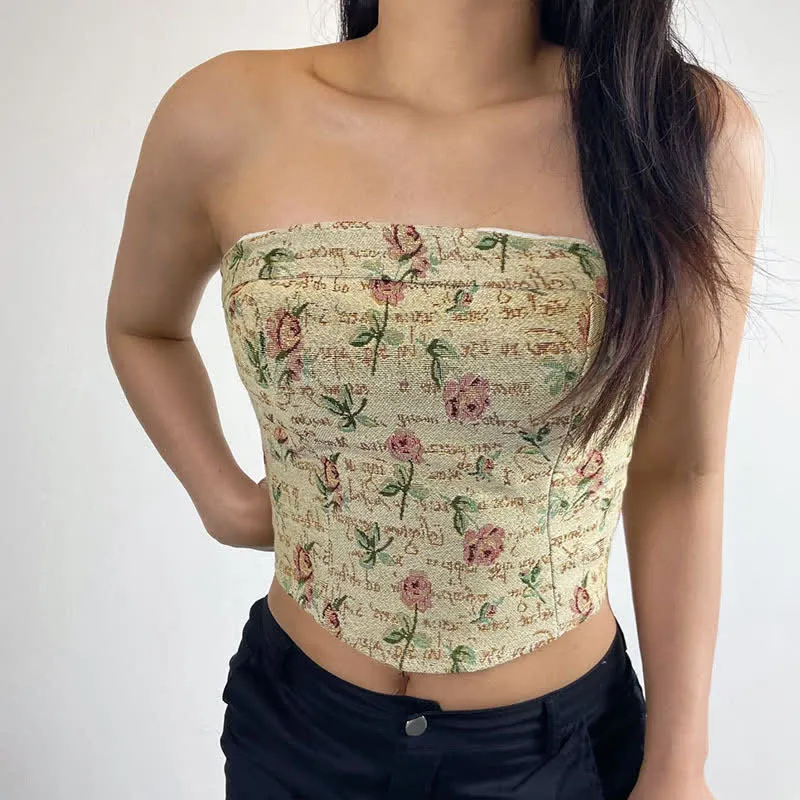 Vintage Rose Print Crop Top