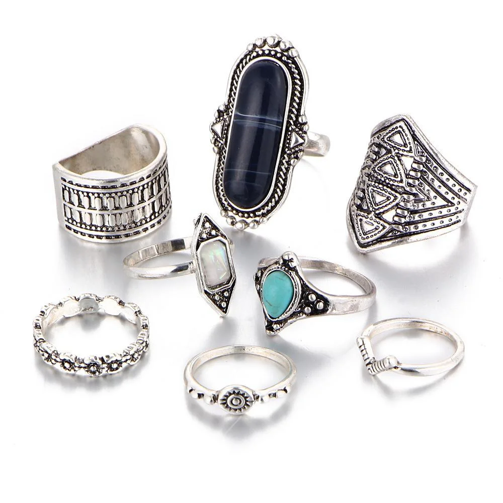 8PCS retro rings set-zachics