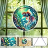 (18.5cm)DIY Acrylic Jigsaw Puzzle Window Hanging with Hanging Chain DIY Stained Glass Decoration Round Window Puzzle Decor for DIY Craft Project (Goldfish)