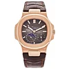 Patek Nautilus 5712R-001 Rose Gold with Black-brown Dial Moonphase Leather strap(40mm) Super Clone