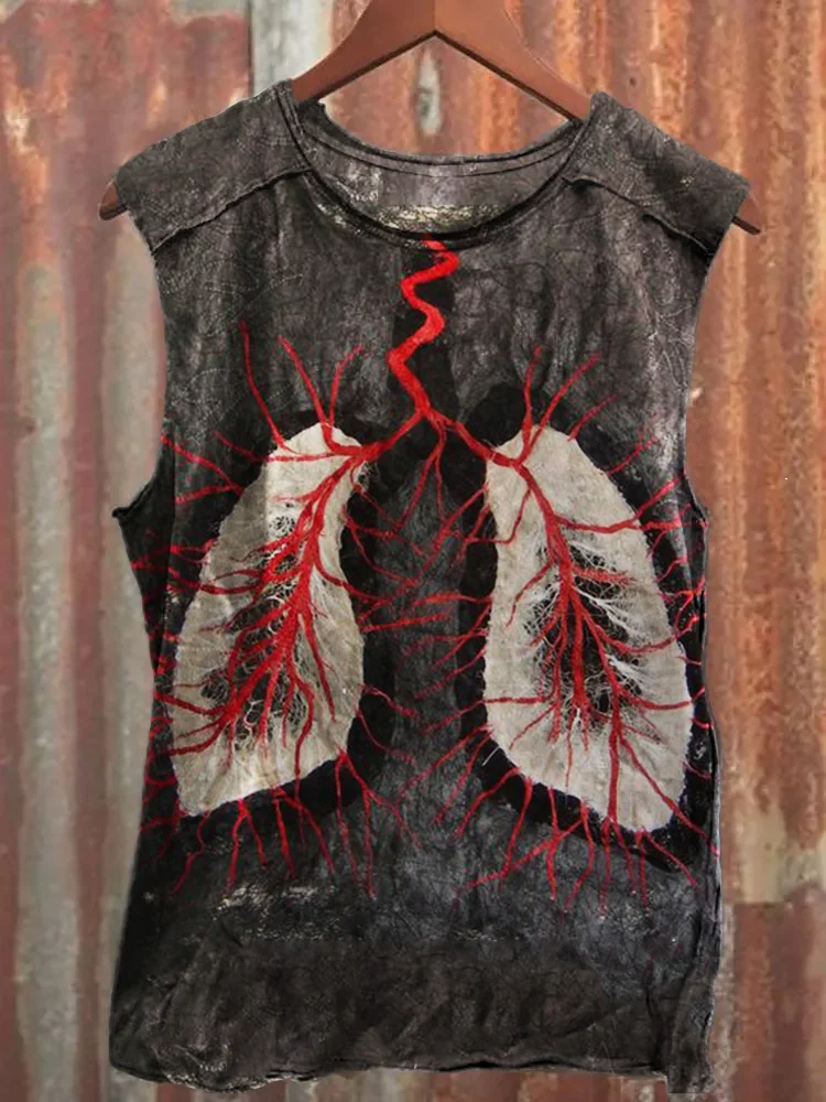 Comstylish Men's Vintage Halloween Spooky Lungs Art Tank Top