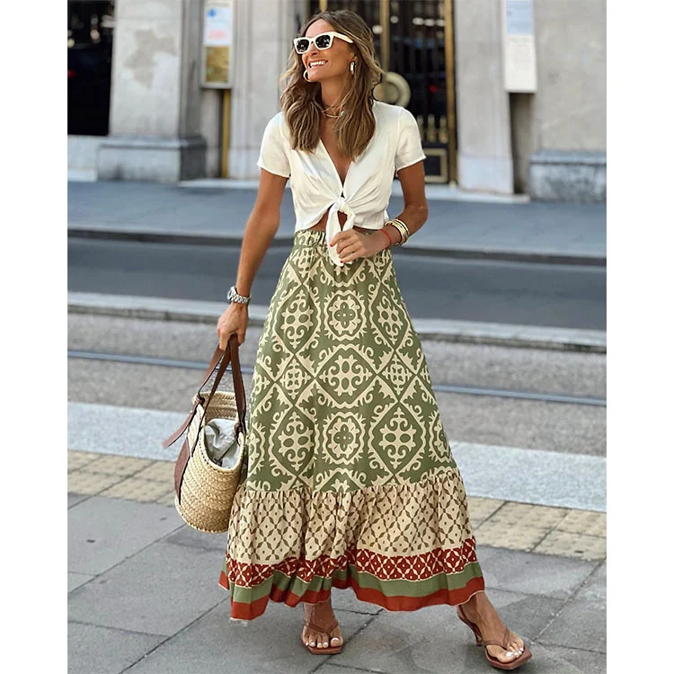 Vacation Retro Printed Skirt