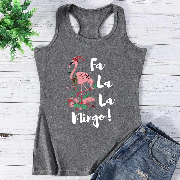 Fa La La Mingo! Funny Flamingo Christmas Vest Top-Annaletters