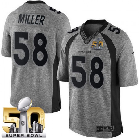 Broncos #58 Von Miller Gray Super Bowl 50 Men's Stitched NFL Limited Gridiron Gray Jersey