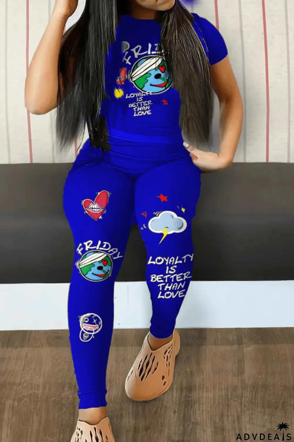 Black Red Casual Print Patchwork O Neck Plus Size Two Pieces