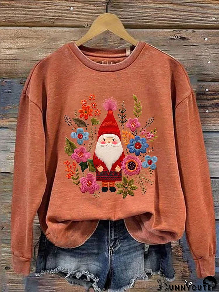 Women's Christmas Gnome Printed Sweatshirt