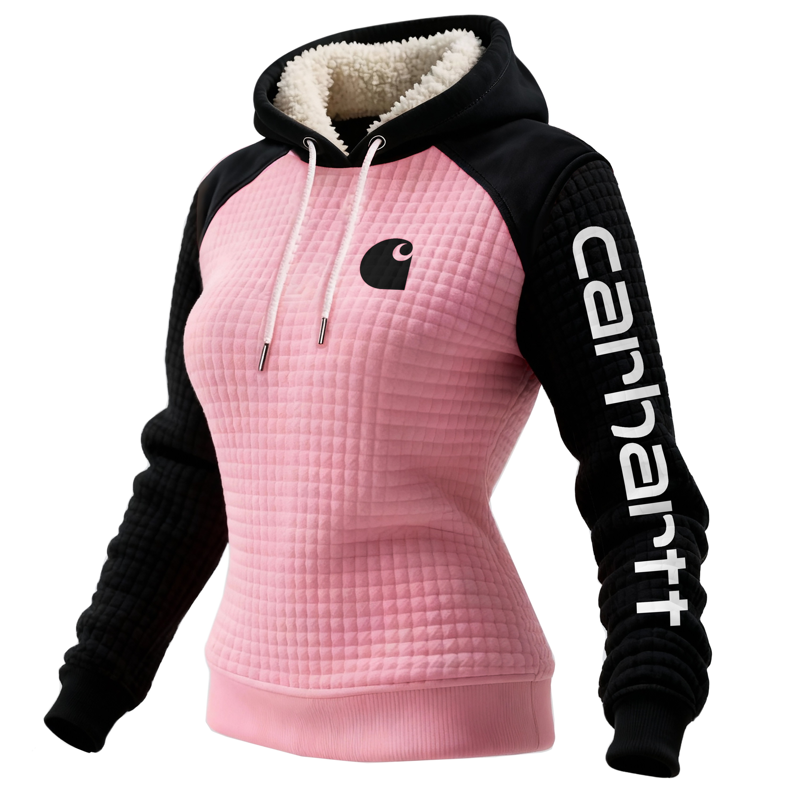 Women's Retro Western Waffle Colorblock Suede Hoodie