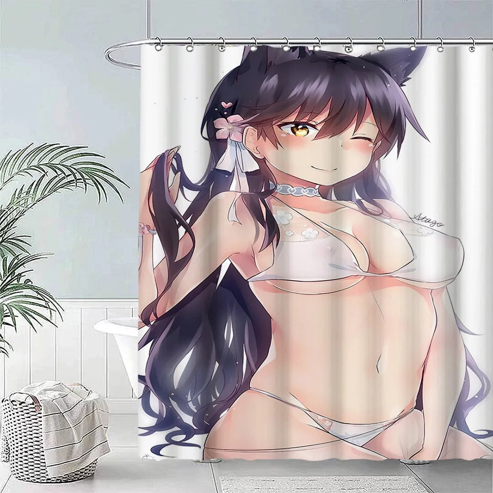 Anime Big Breasted Girl Printing Shower Curtain Bathroom Supplies High-quality Waterproof Bathroom Decoration with Hook Curtain