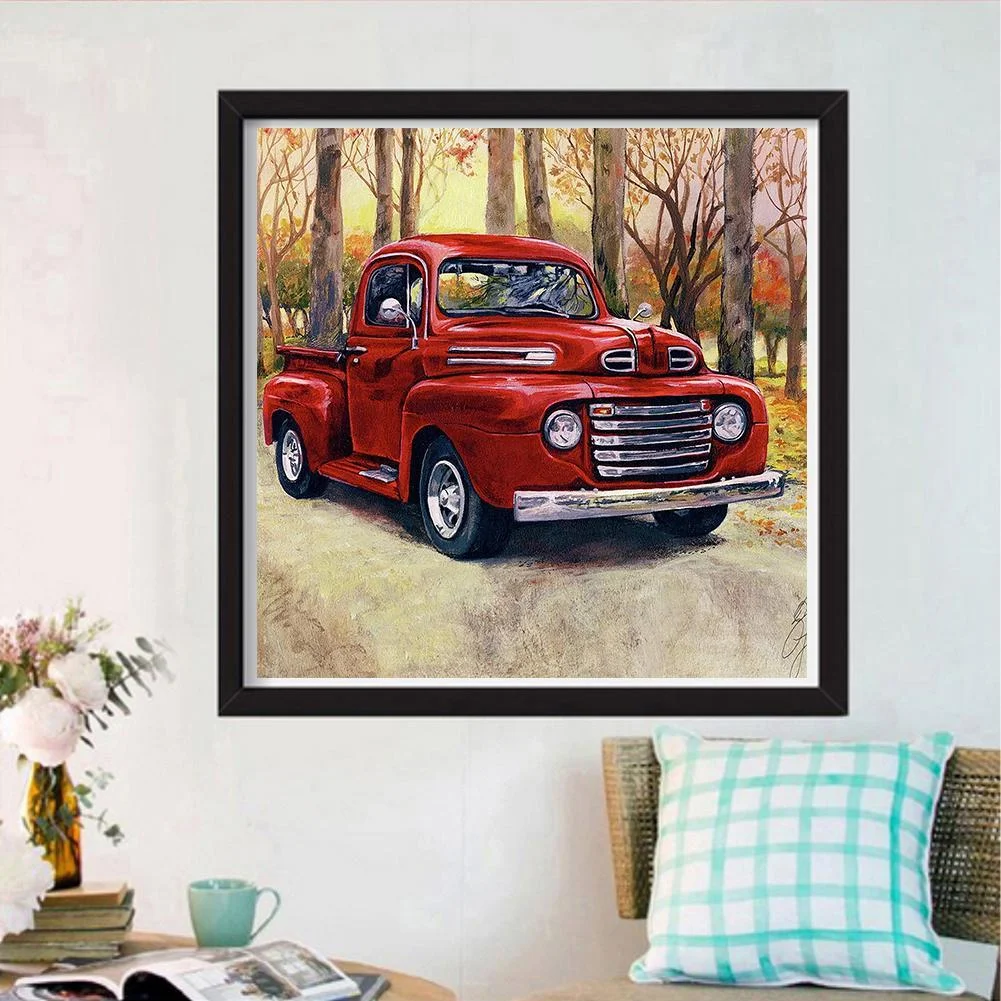 Diamond Painting - Full Round Drill - Red Car(30*30cm)