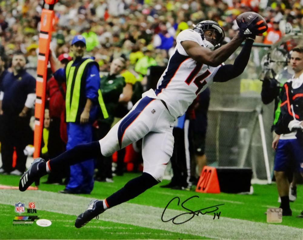 Courtland Sutton Signed Broncos 16x20 Sideline Catch PF Photo Poster painting- JSA W Auth *Black