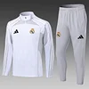 2025/2026 Real Madrid Half-Pull Training Suit White-Gray Football Shirt Set