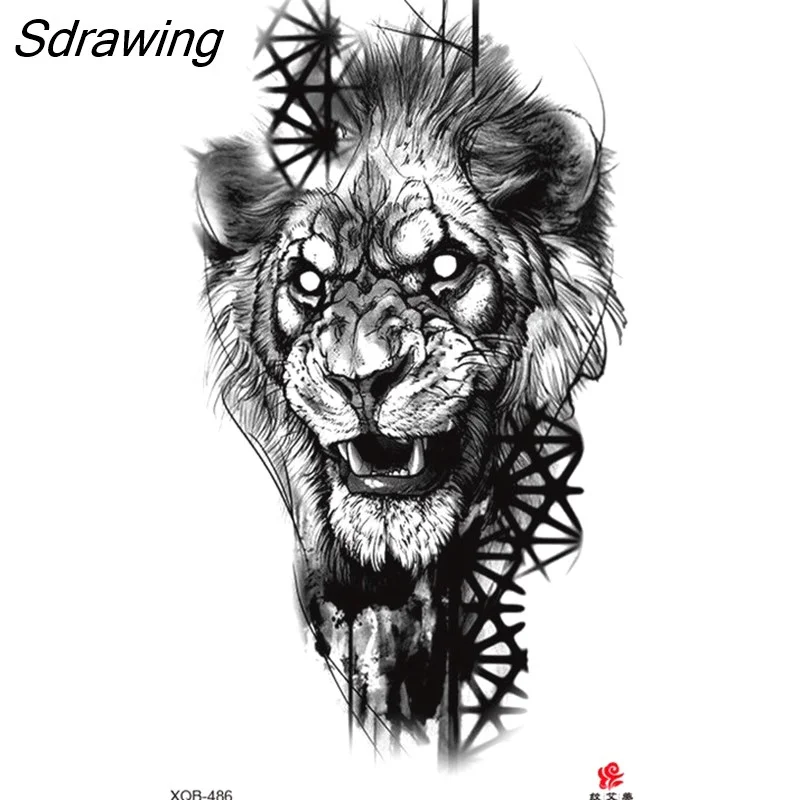 Sdrawing Waterproof Lasting Temporary Tattoo Flower Arm Tattoo Stickers Dark Hot Girl Snake Tiger Lion Fake Tattoo for Women Gifts 328-0
