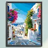 Santorini Blooms Full 11CT DIY Stamped Needlework Embroidery Kit 15.74x19.68inch Embroidery Needlepoint Starter Kits Cross Stitch Art and Crafts Kits for Beginners Adults Home Decor