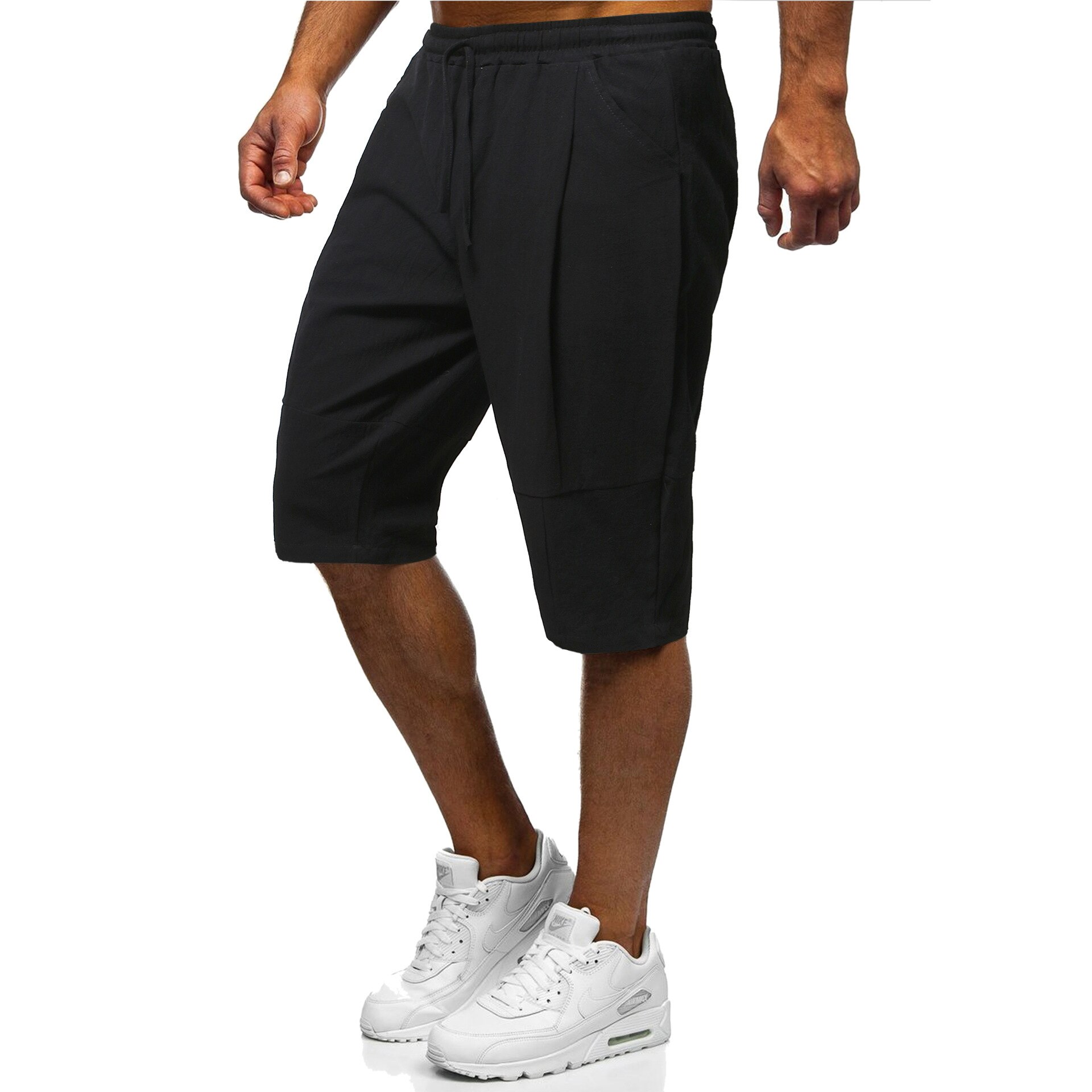 new Men's Loose Rope Cotton And Linen Shorts Breathable Casual Five-point Pants